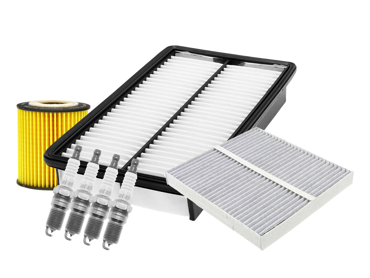 Kit De Bujías Doble Platino, Filtro De Aire, Filtro De Aceite Y Filtro De Cabina (7 Piezas)