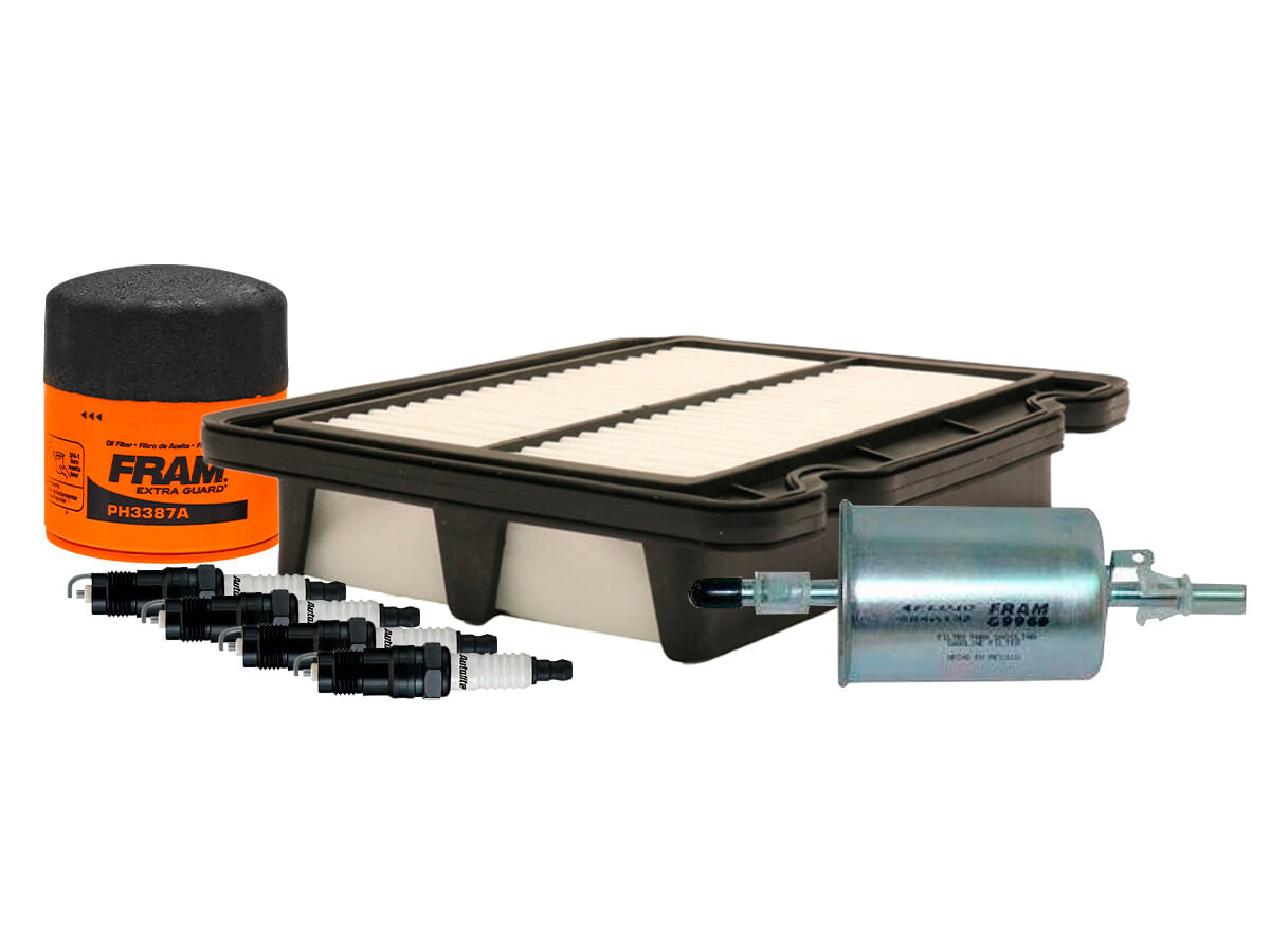 Kit De Bujías Doble Platino, Filtro De Aire, Filtro De Aceite Y Filtro De Combustible (7 Piezas)