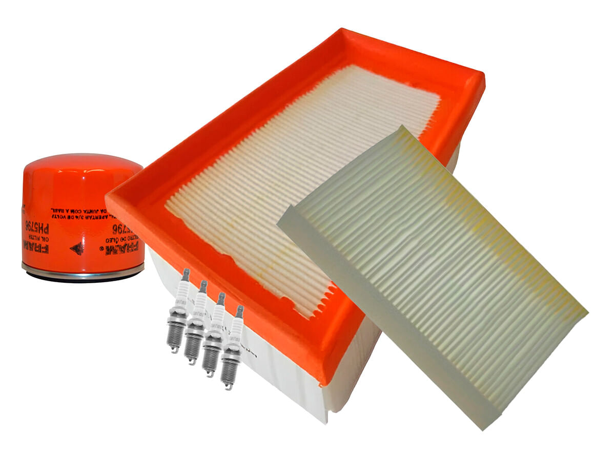 Kit De Bujías Doble Platino, Filtro De Aire, Filtro De Aceite Y Filtro De Cabina (7 Piezas)