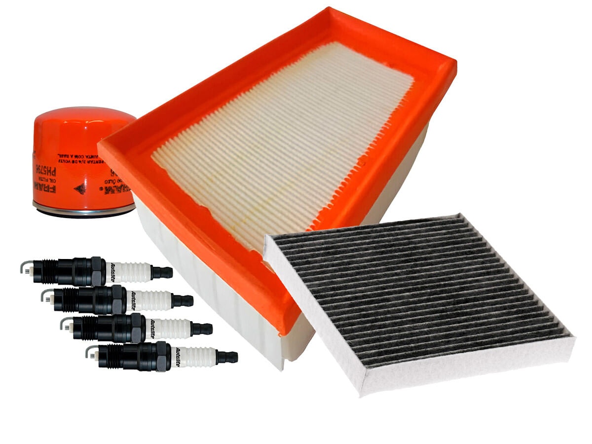 Kit De Bujías Doble Platino, Filtro De Aire, Filtro De Aceite Y Filtro De Cabina (7 Piezas)
