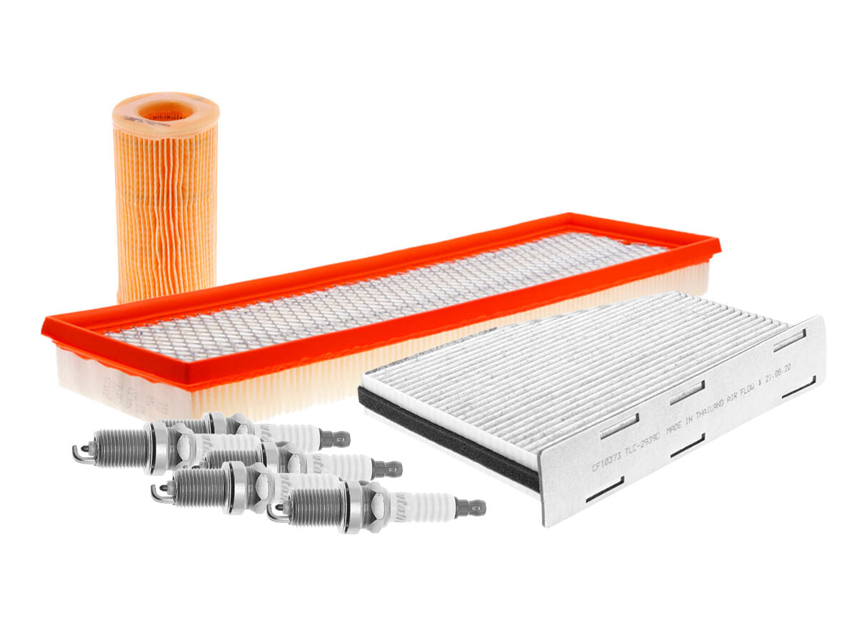 Kit De Bujías Doble Platino, Filtro De Aire, Filtro De Aceite Y Filtro De Cabina (8 Piezas)