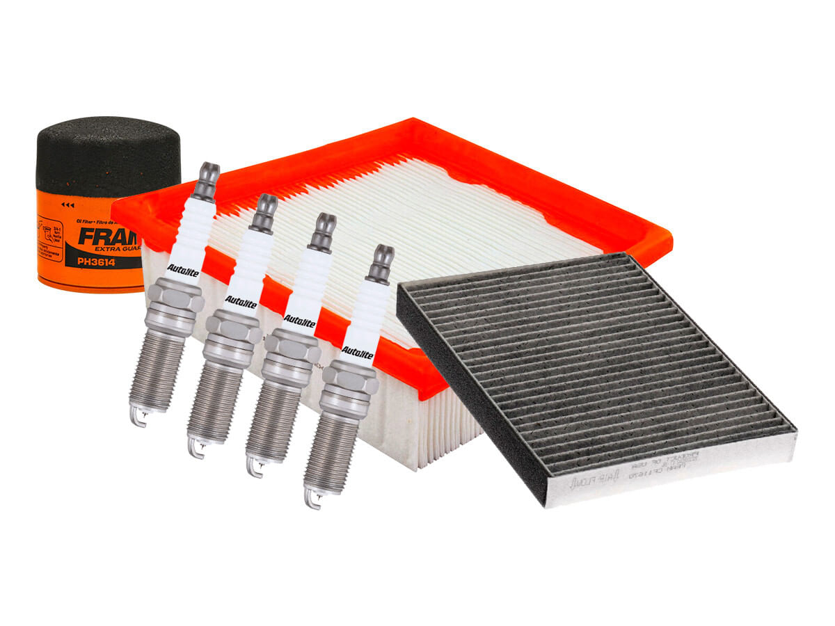 Kit De Bujías Doble Platino, Filtro De Aire, Filtro De Aceite Y Filtro De Cabina (7 Piezas)