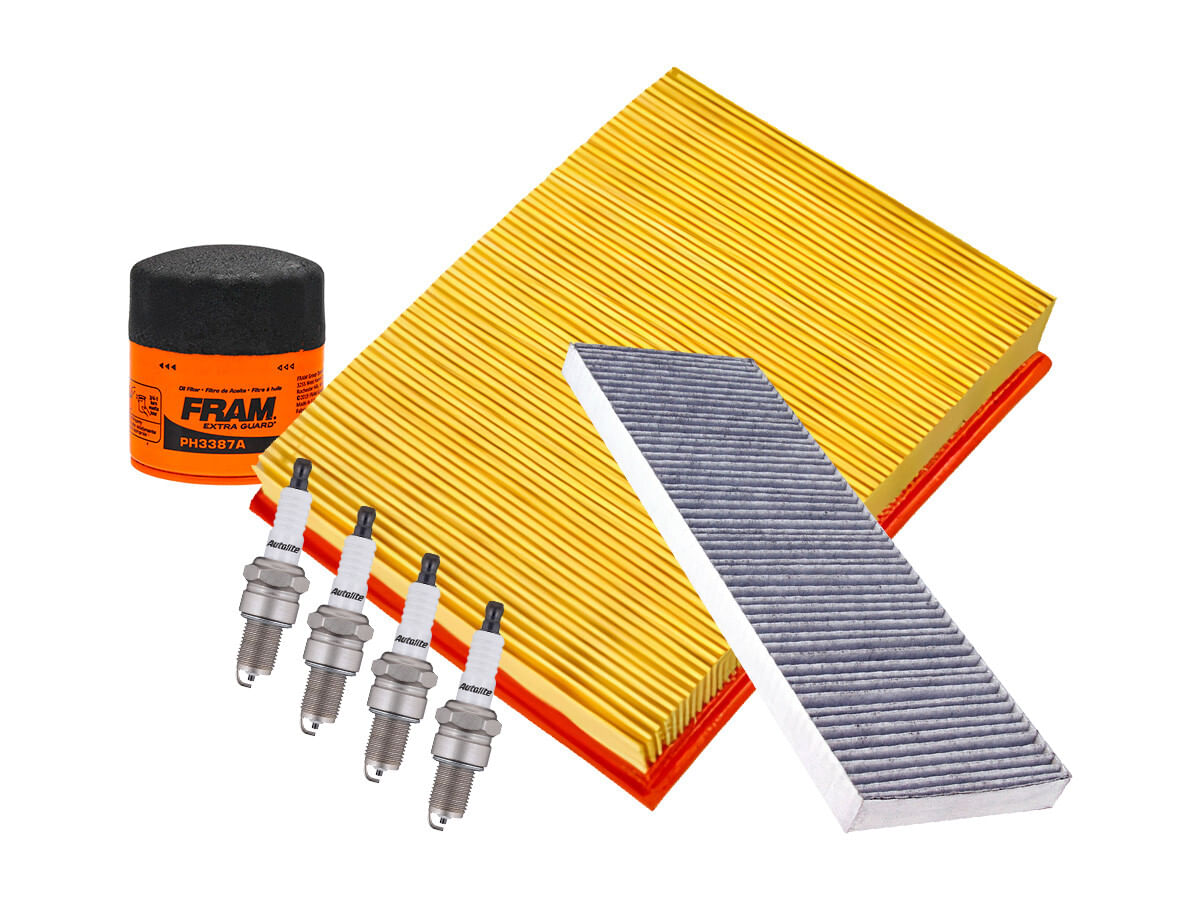 Kit De Bujías Doble Platino, Filtro De Aire, Filtro De Aceite Y Filtro De Cabina (7 Piezas)