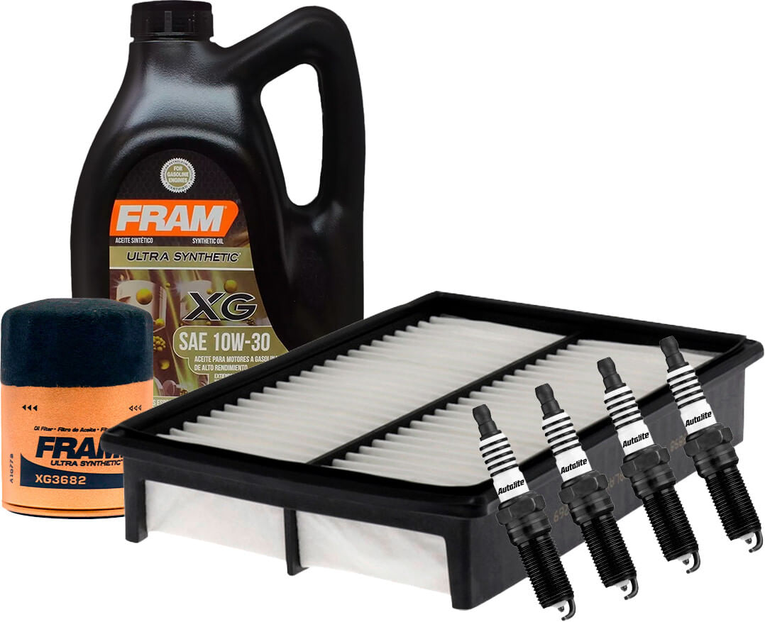 Kit De Afinación Con Aceite 10W30 Sintético, Bujías Platino Y 2 Filtros (7 Piezas)