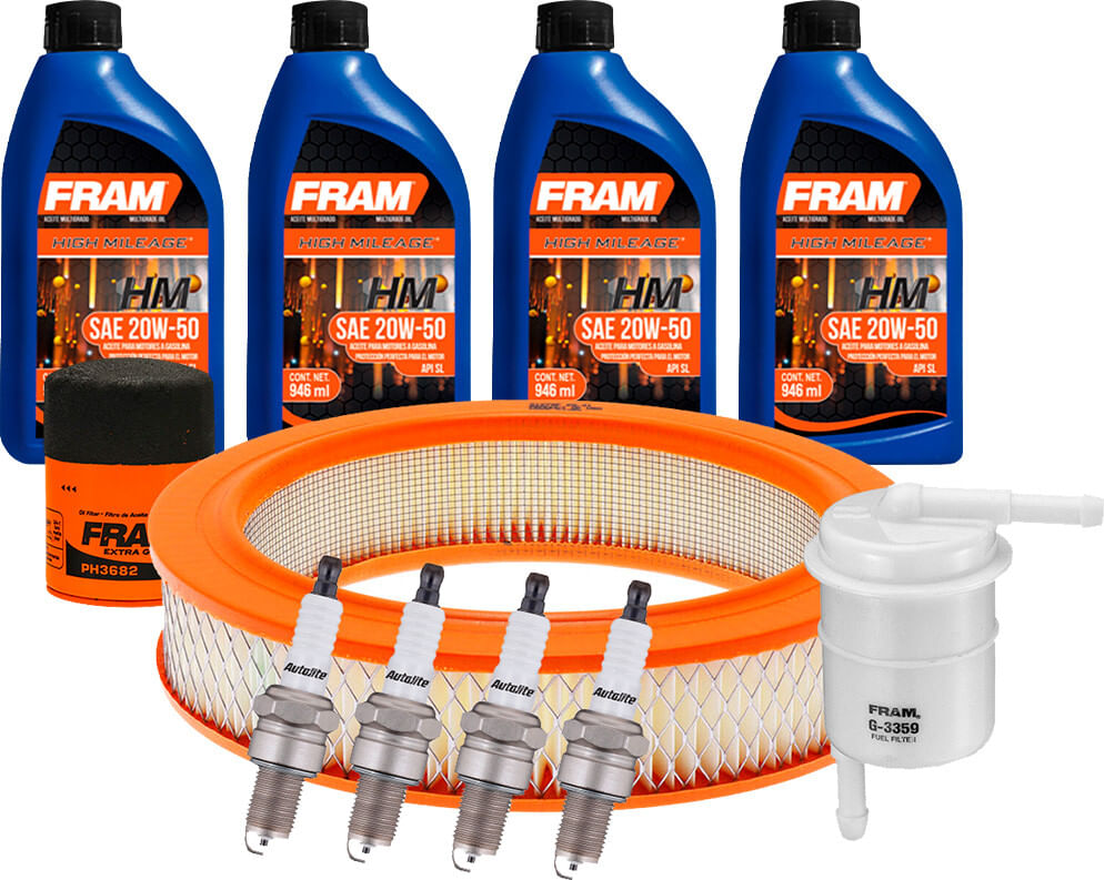 Kit De Afinación Con Aceite 20W50 Mineral, Bujías Platino Y 3 Filtros (11 Piezas)