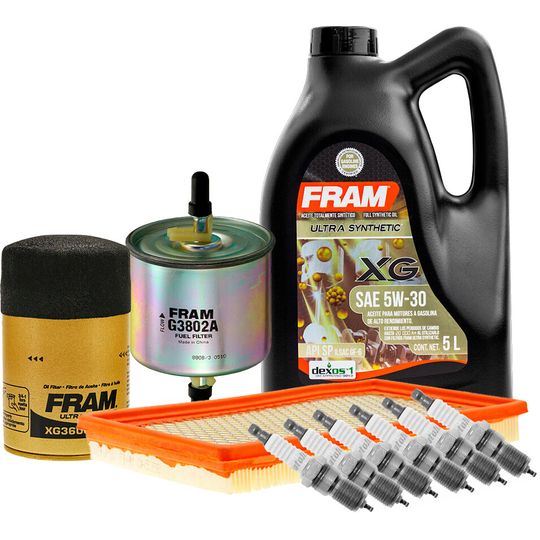 fram-autolite-kit-de-afinacion-con-aceite-5w30-sintetico-bujias-platino-y-3-filtros-10-piezas-mercury-sable-1986-1995-sable-v6-3-0l-v6-3-8l-0