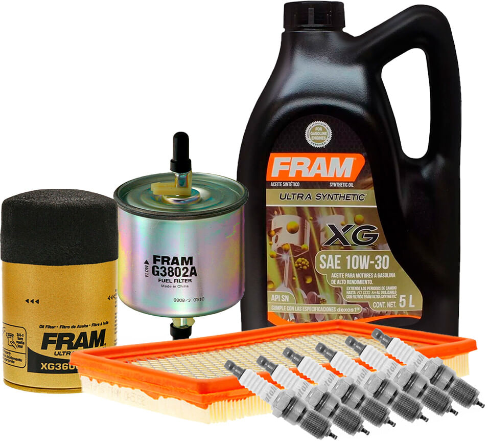 Kit De Afinación Con Aceite 10W30 Sintético, Bujías Platino Y 3 Filtros (10 Piezas)