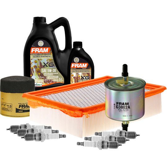fram-autolite-kit-de-afinacion-con-aceite-5w30-sintetico-bujias-platino-y-3-filtros-11-piezas-ford-escape-2001-2006-escape-v6-3-0l-0