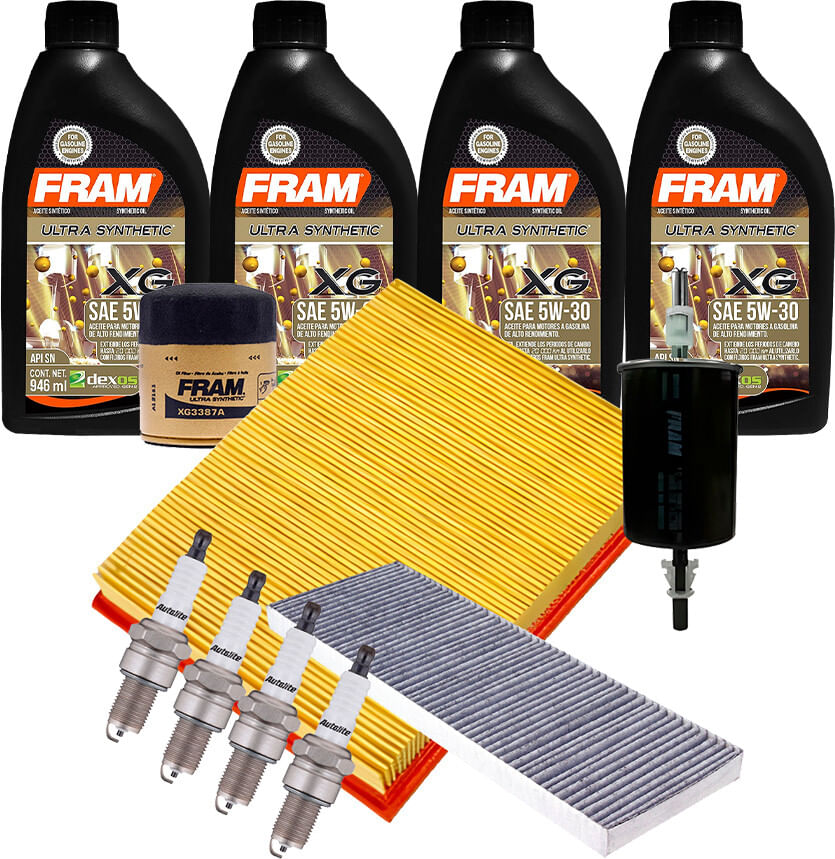 Kit De Afinación Con Aceite 5W30 Sintético, Bujías Platino Y 4 Filtros (12 Piezas)