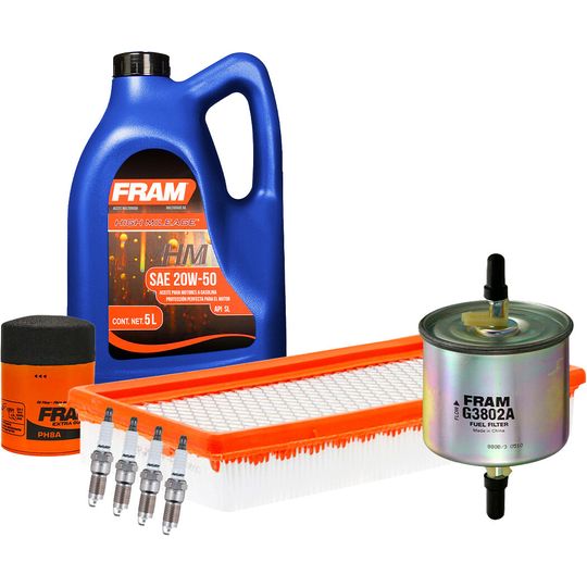 fram-autolite-kit-de-afinacion-con-aceite-20w50-mineral-bujias-platino-y-3-filtros-8-piezas-ford-ranger-1985-1988-ranger-l4-2-3l-l4-2-0l-0