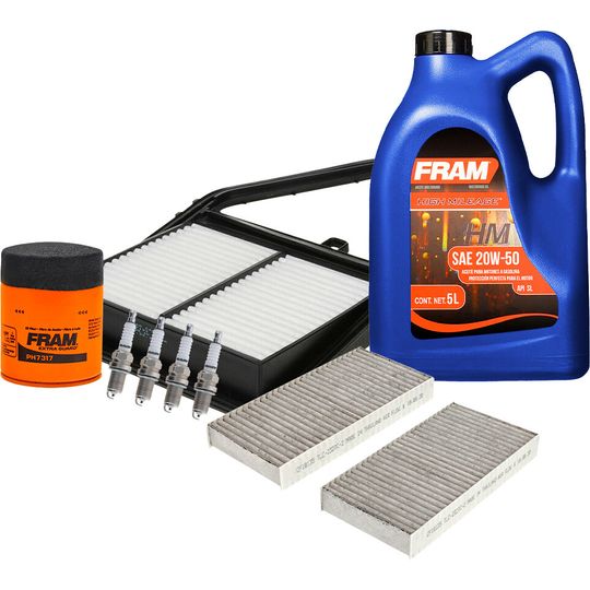 fram-autolite-kit-de-afinacion-con-aceite-20w50-mineral-bujias-cobre-y-3-filtros-8-piezas-honda-civic-2001-2005-civic-l4-1-7l-l4-2-0l-l4-1-3l-0