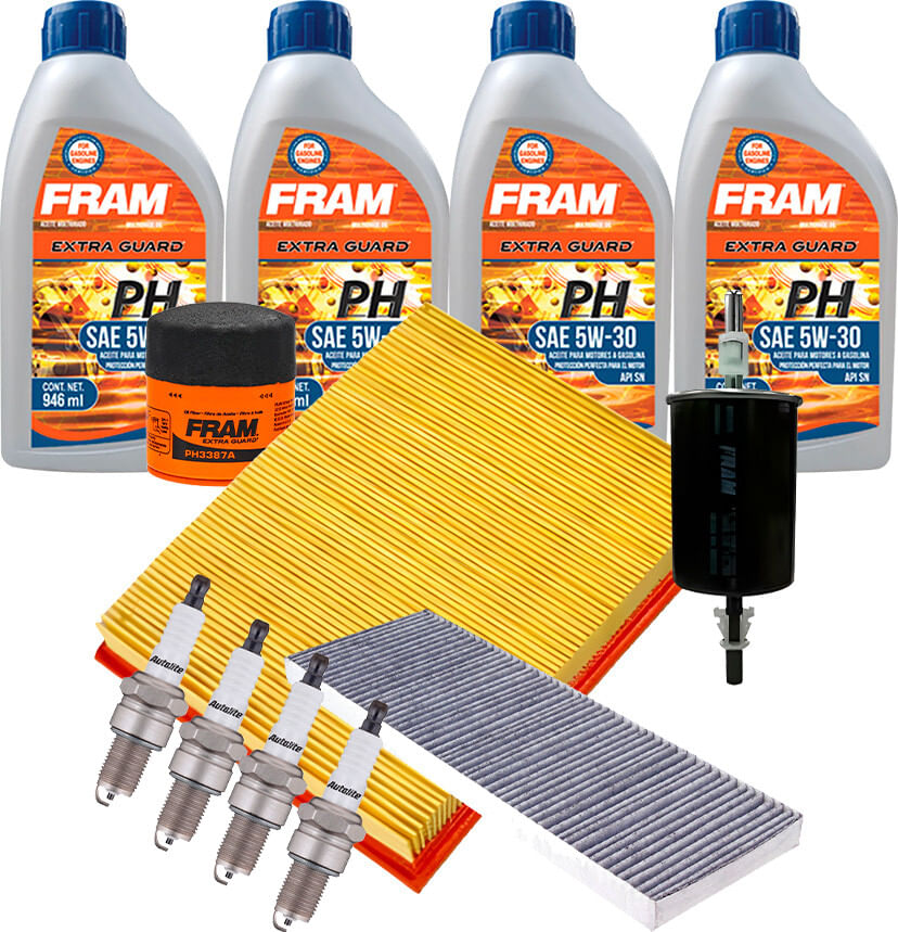 Kit De Afinación Con Aceite 5W30 Mineral, Bujías Platino Y 4 Filtros (12 Piezas)