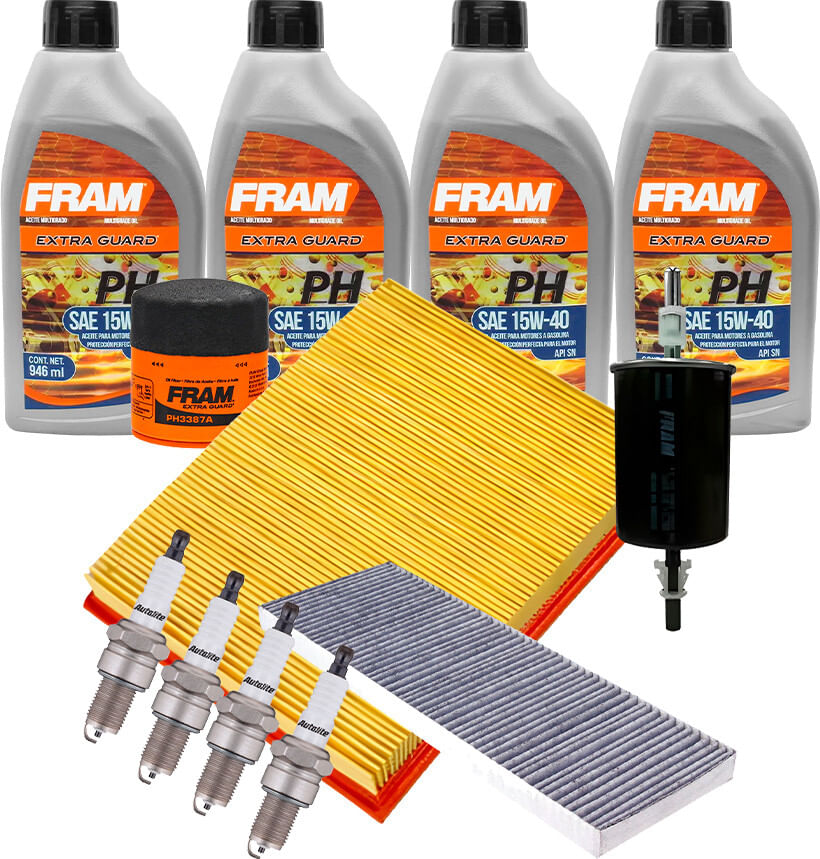 Kit De Afinación Con Aceite 15W40 Mineral, Bujías Platino Y 4 Filtros (12 Piezas)