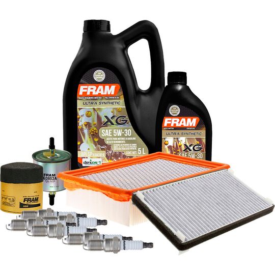 fram-autolite-kit-de-afinacion-con-aceite-5w30-sintetico-bujias-cobre-y-4-filtros-12-piezas-mazda-tribute-2001-2006-tribute-v6-3-0l-0