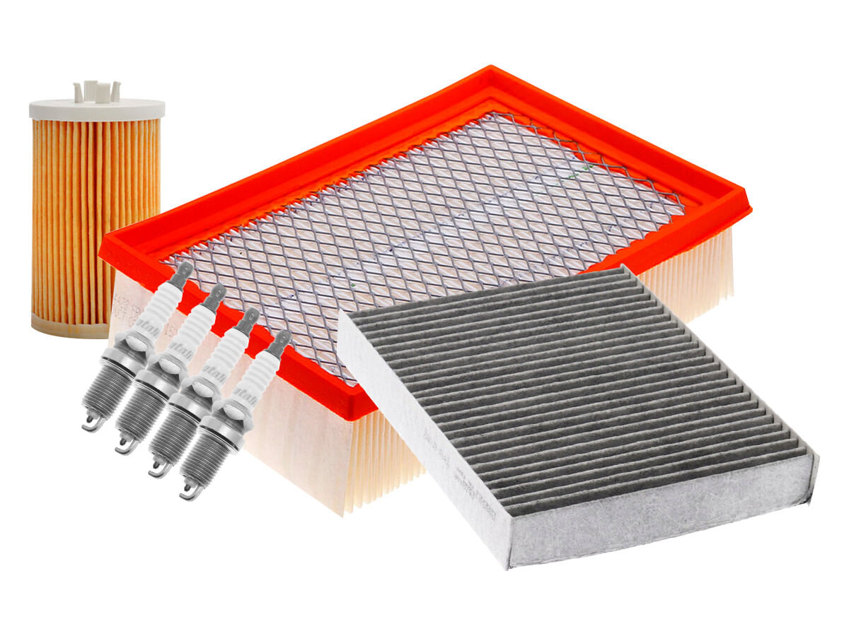 Kit De Bujías Doble Platino, Filtro De Aire, Filtro De Aceite Y Filtro De Cabina (7 Piezas)