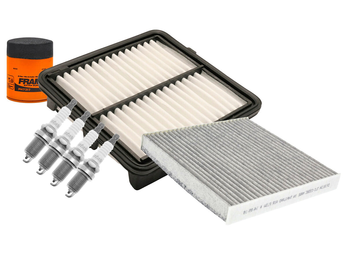Kit De Bujías Doble Platino, Filtro De Aire, Filtro De Aceite Y Filtro De Cabina (7 Piezas)
