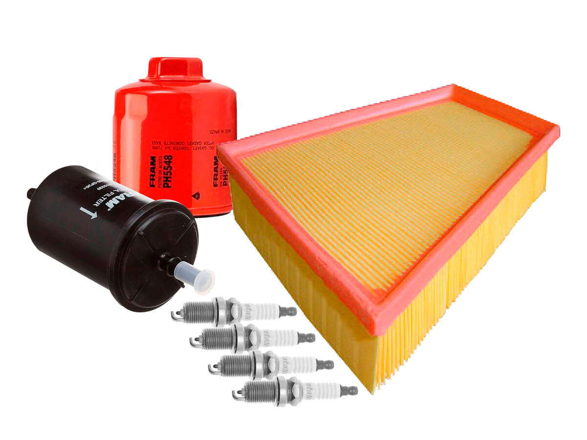Kit De Bujías Doble Platino, Filtro De Aire, Filtro De Aceite Y Filtro De Combustible (7 Piezas)