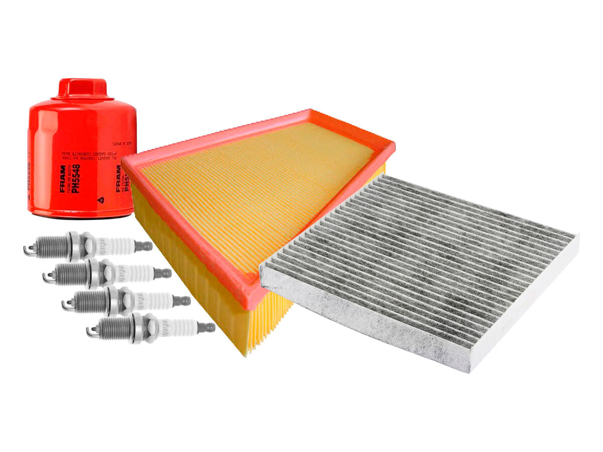 Kit De Bujías Doble Platino, Filtro De Aire, Filtro De Aceite Y Filtro De Cabina (7 Piezas)
