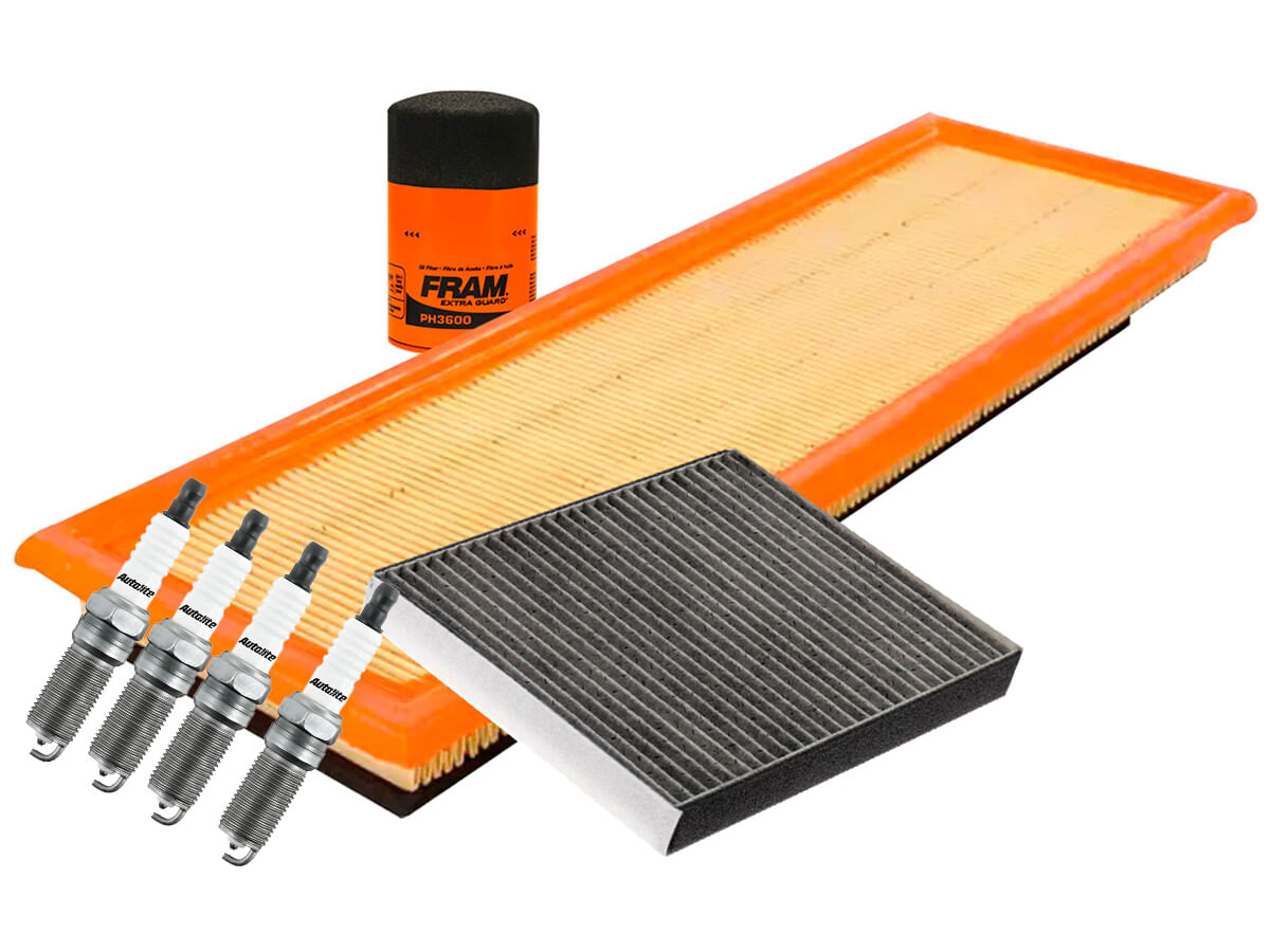Kit De Bujías Doble Platino, Filtro De Aire, Filtro De Aceite Y Filtro De Cabina (7 Piezas)