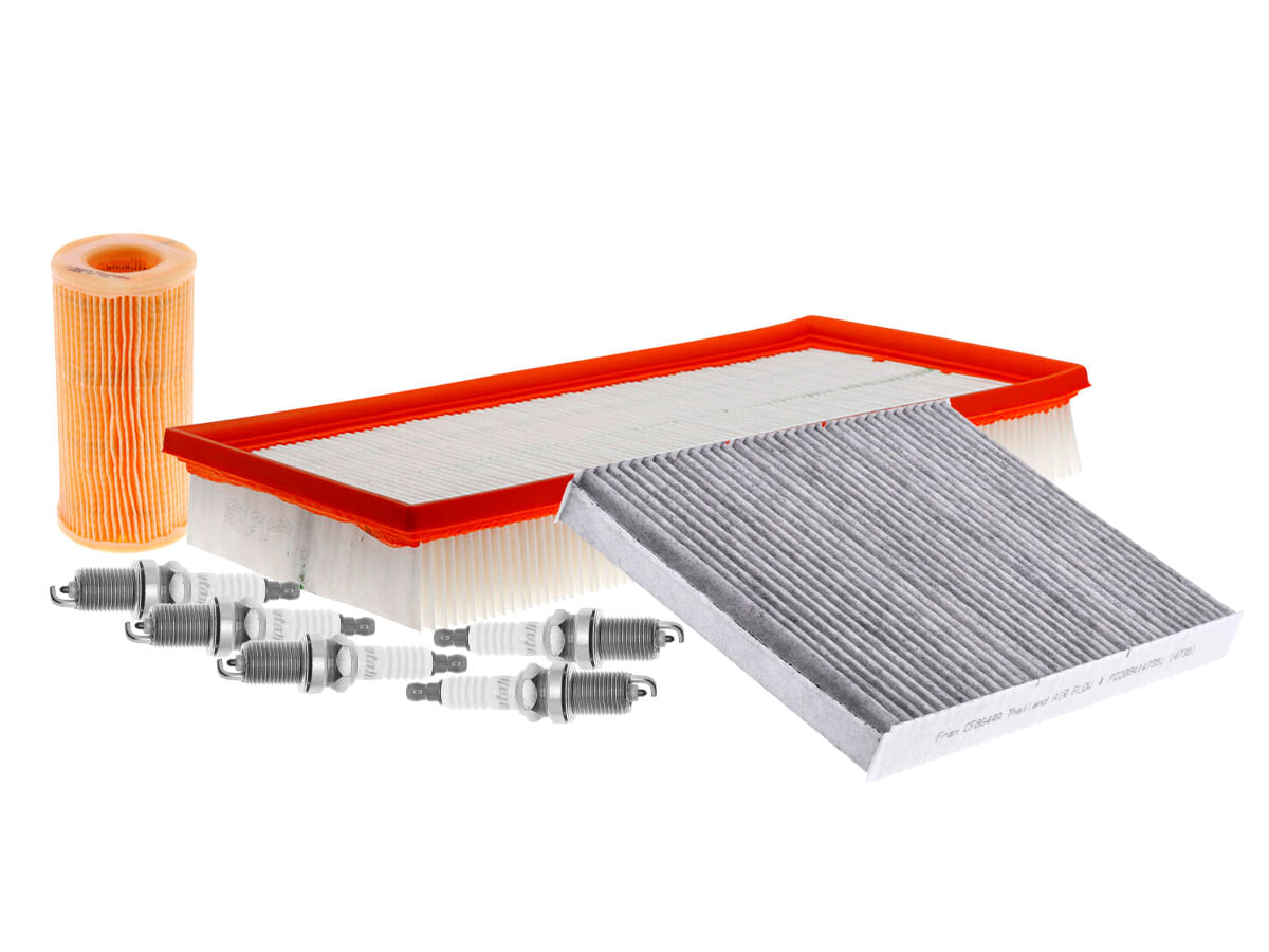 Kit De Bujías Doble Platino, Filtro De Aire, Filtro De Aceite Y Filtro De Cabina (8 Piezas)