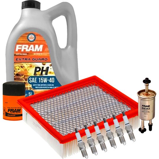 fram-autolite-kit-de-afinacion-con-aceite-15w40-mineral-bujias-cobre-y-3-filtros-10-piezas-ford-ranger-2005-2008-ranger-v6-4-0l-v6-3-0l-0
