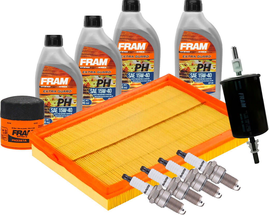 Kit De Afinación Con Aceite 15W40 Mineral, Bujías Platino Y 3 Filtros (11 Piezas)