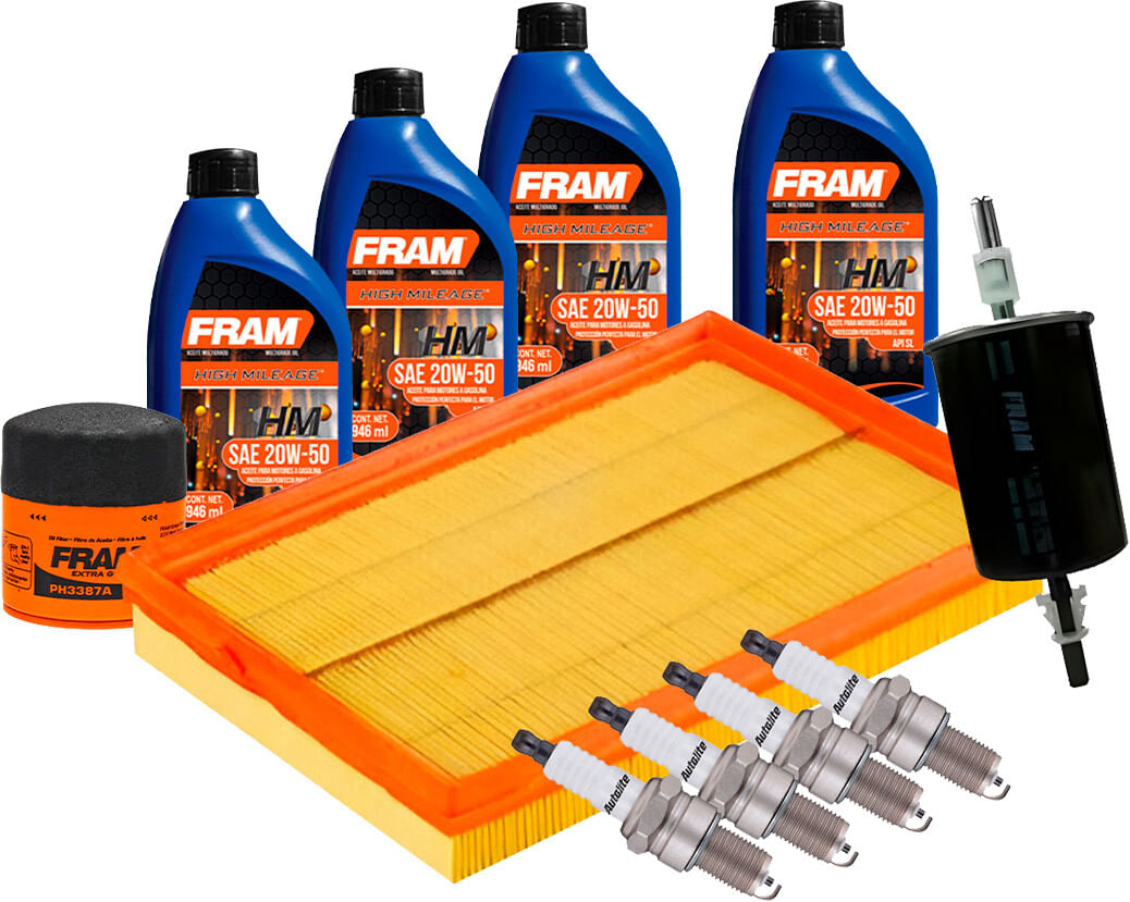 Kit De Afinación Con Aceite 20W50 Mineral, Bujías Platino Y 3 Filtros (11 Piezas)