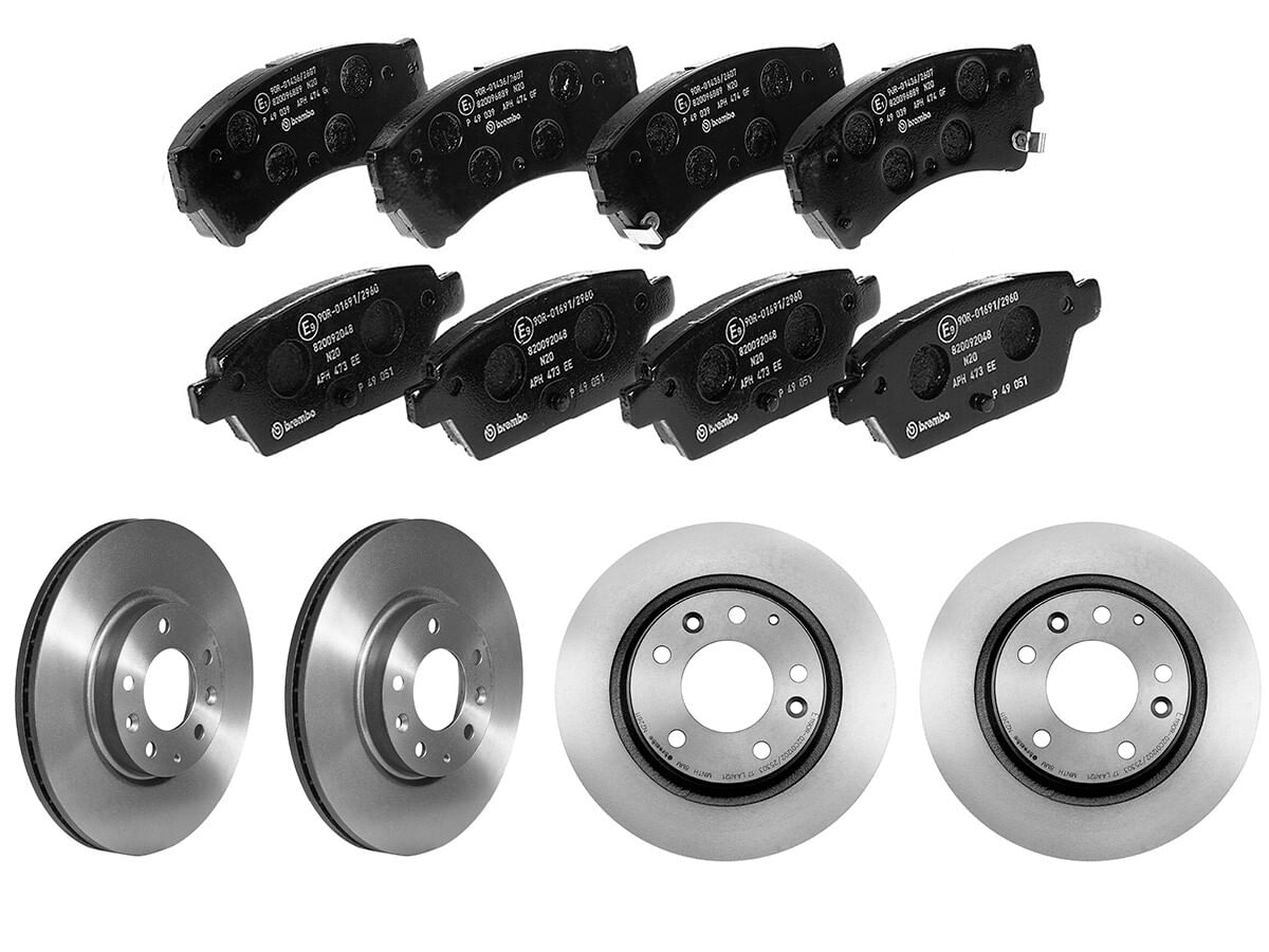 Kit De Balatas Bajos Metales, 2 Discos Ventilados Y 2 Discos Sólidos Delanteros Y Traseros