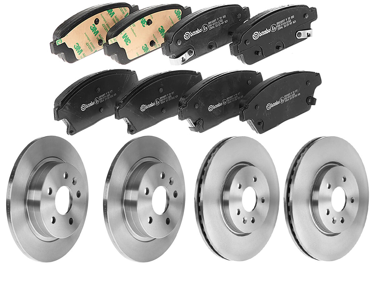 Kit De Balatas Bajos Metales, 2 Discos Ventilados Y 2 Discos Sólidos Delanteros Y Traseros