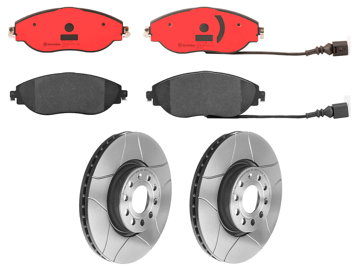 Kit De Balatas Cerámicas Y 2 Discos Ranurados Delanteros