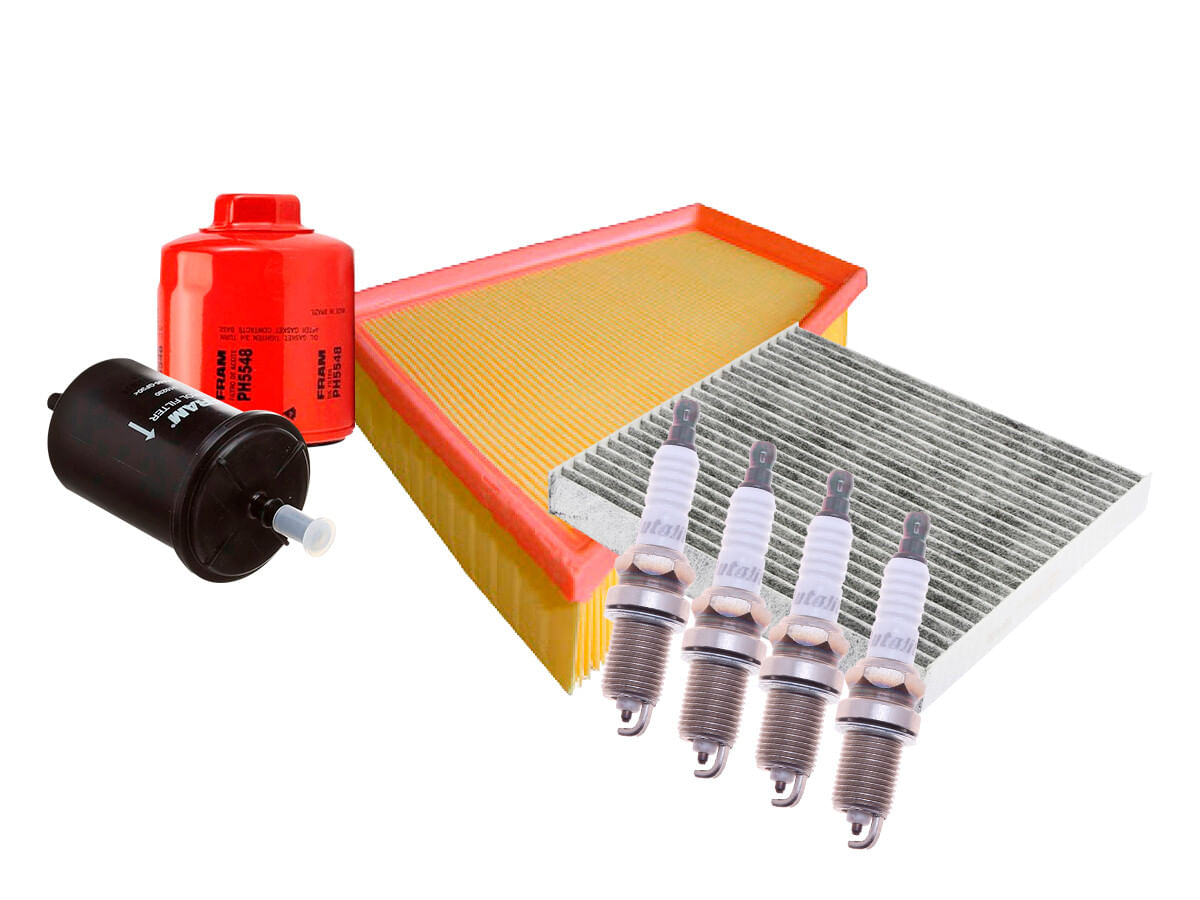 Kit De Bujías Doble Platino Y Filtros Para Afinación Para Aceite Mineral (8 Piezas)