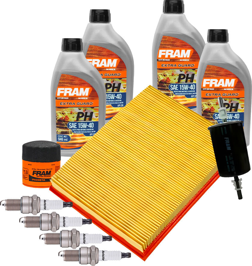 Kit De Afinación Con Aceite Mineral 15W40, Bujías Platino Y 3 Filtros (11 Piezas)
