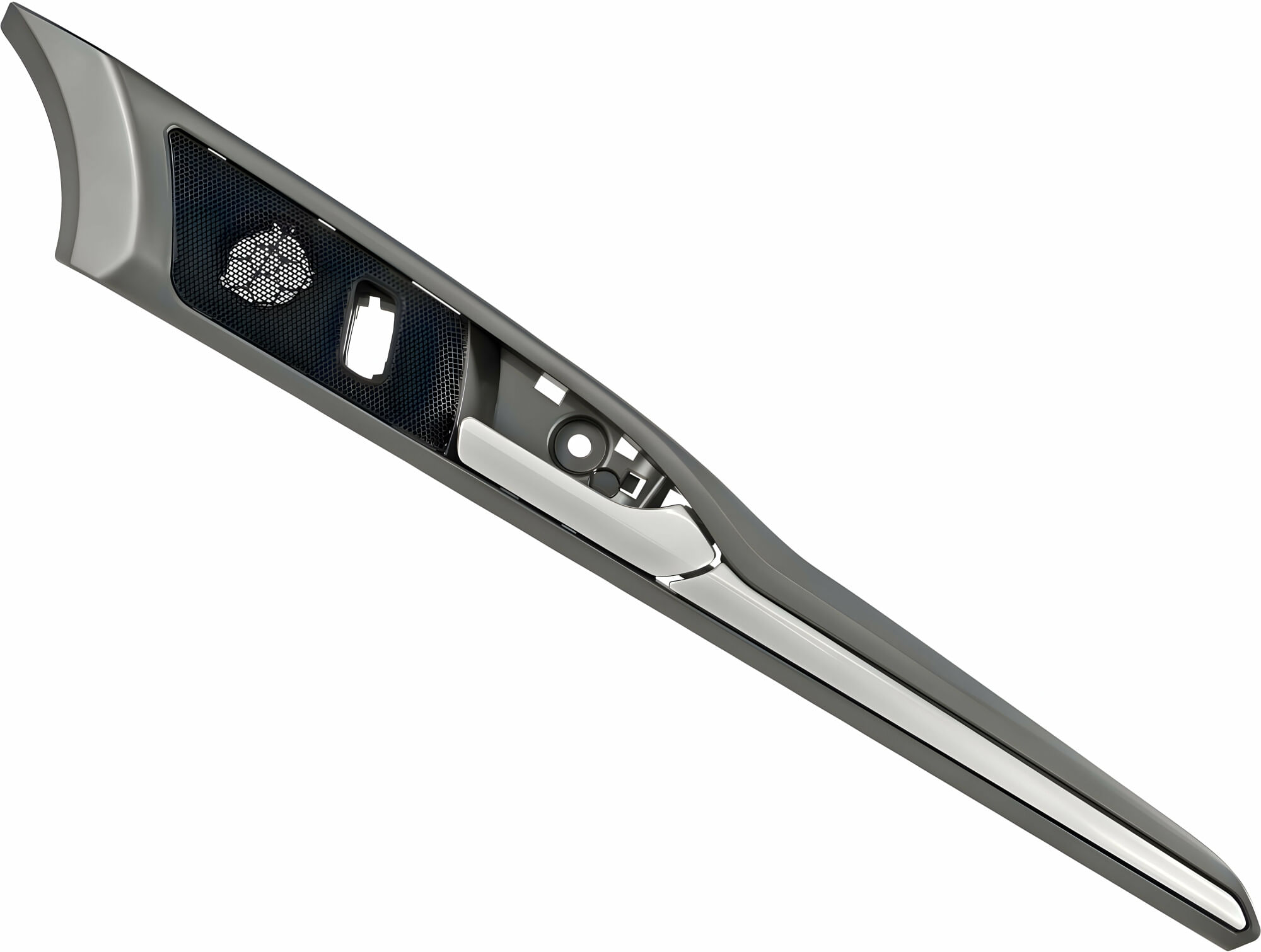 Manija Puerta Interior Delantera Gris/Plata Con Bisel Con Hoyo Para Seguro Lado Pasajero