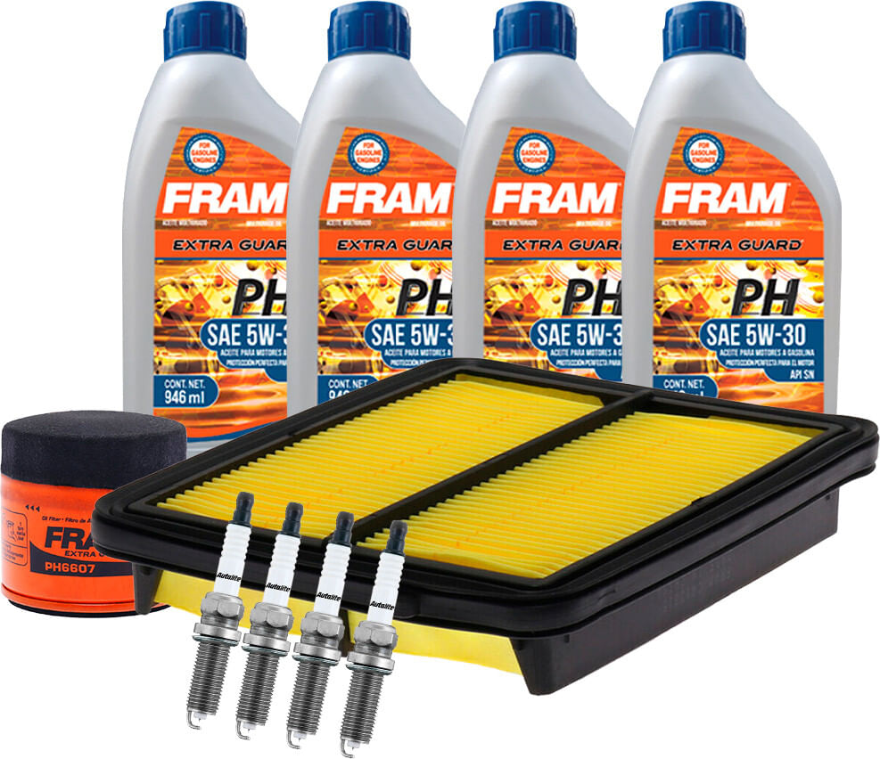 Kit De Afinación Con Aceite Mineral 5W30, Bujías Doble Platino Y 2 Filtros (10 Piezas)
