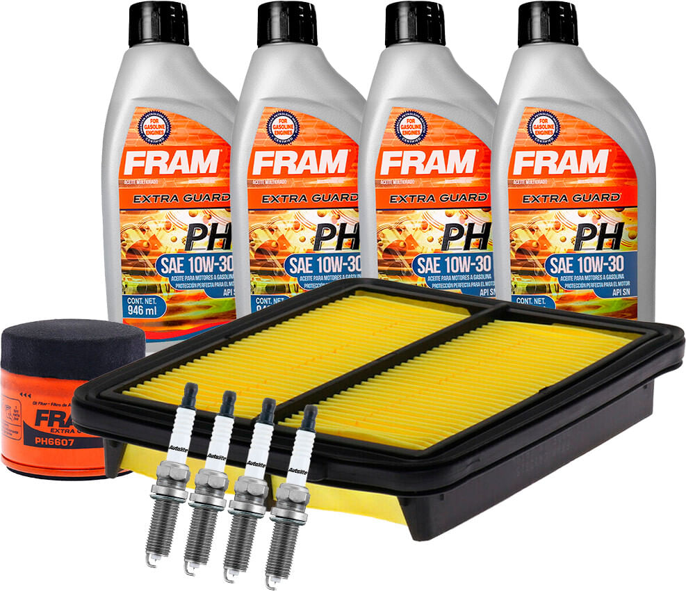Kit De Afinación Con Aceite Mineral 10W30, Bujías Doble Platino Y 2 Filtros (10 Piezas)