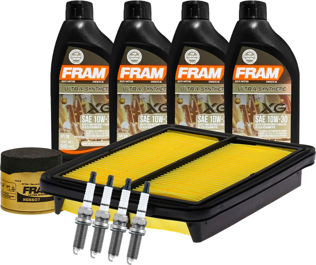 Kit De Afinación Con Aceite Sintético 10W30, Bujías Doble Platino Y 2 Filtros (10 Piezas)