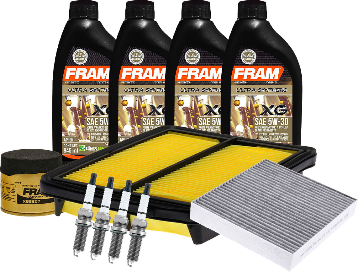 Kit De Afinación Con Aceite Sintético 5W30, Bujías Doble Platino Y 3 Filtros (11 Piezas)