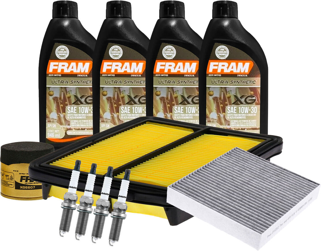Kit De Afinación Con Aceite Sintético 10W30, Bujías Doble Platino Y 3 Filtros (11 Piezas)