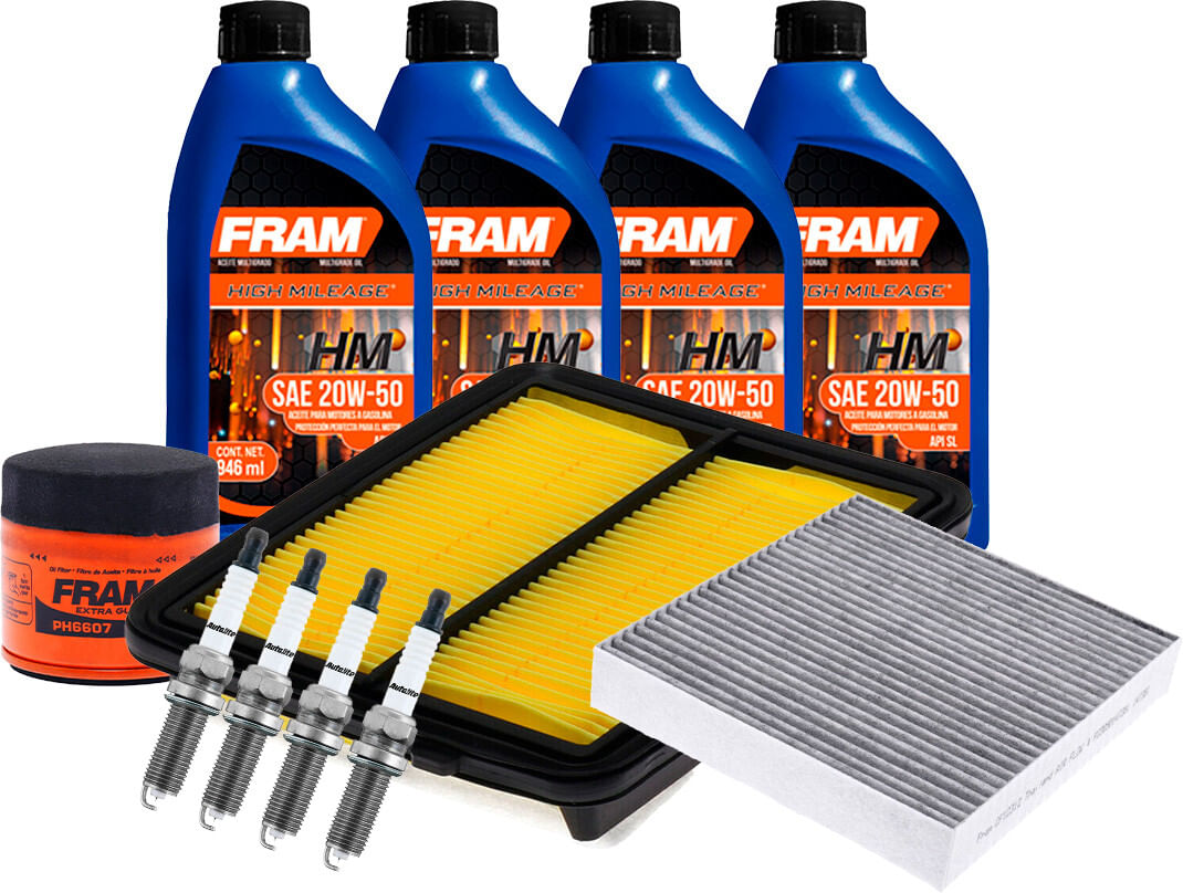 Kit De Afinación Con Aceite Mineral 20W50, Bujías Doble Platino Y 3 Filtros (11 Piezas)