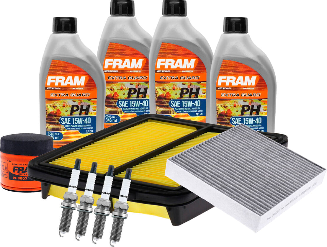 Kit De Afinación Con Aceite Mineral 15W40, Bujías Doble Platino Y 3 Filtros (11 Piezas)