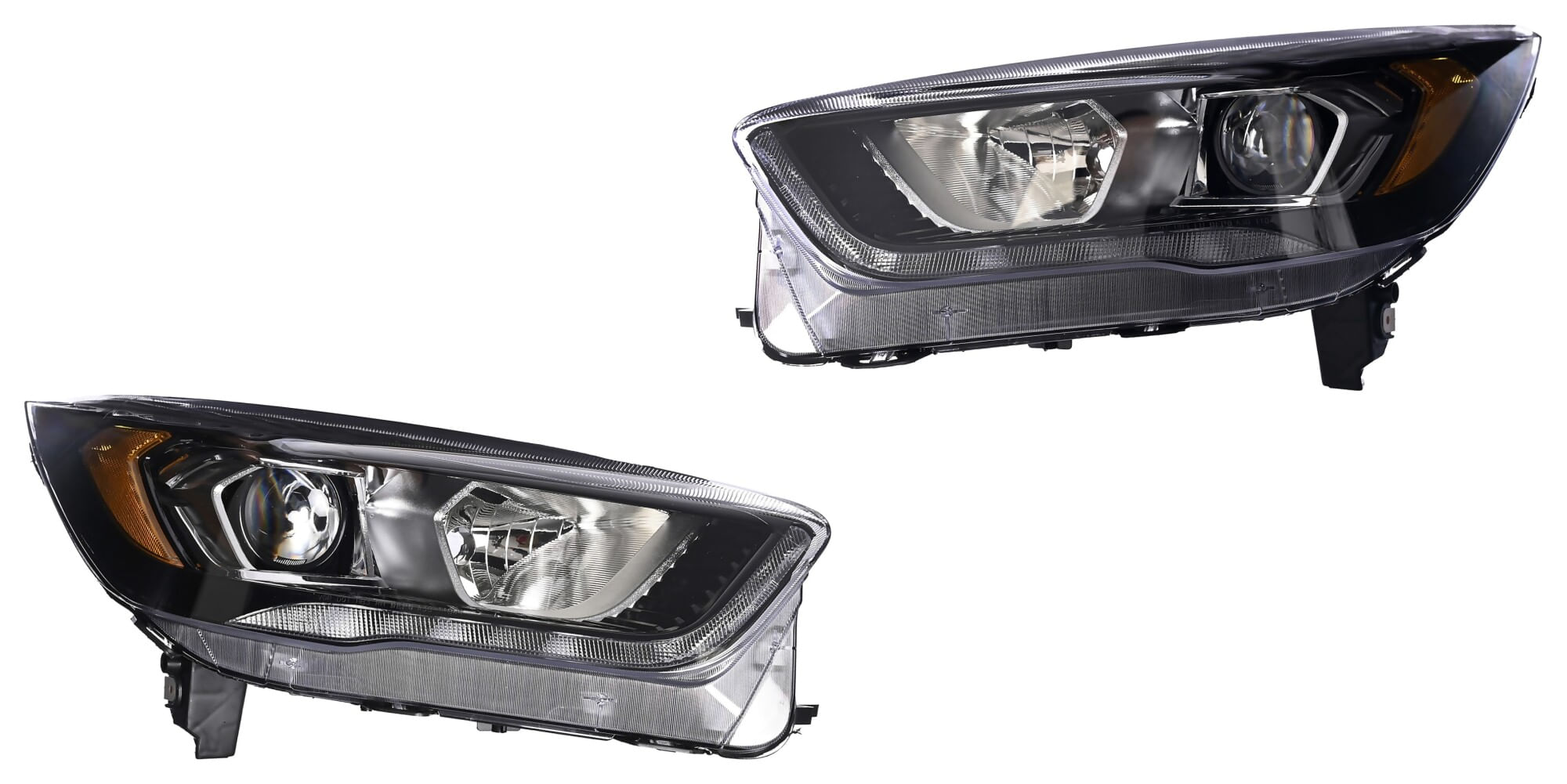 Par De Faros Fondo Negro Para Foco Halógeno Con Leds