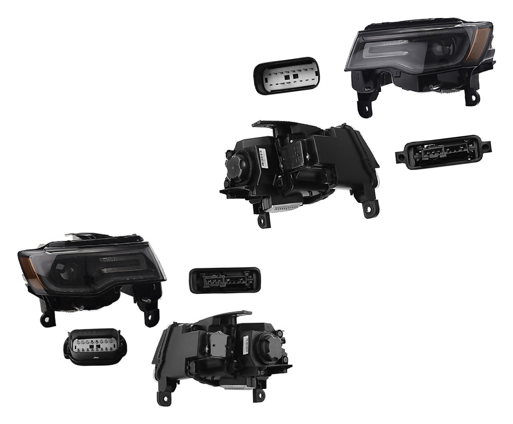 Par De Faros Con Luz De Día Para Foco Xenón Sin Foco Con Lupa Fondo Negro