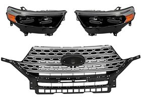 Kit De Faros Con Leds Y Parrilla Cromada Plateada (3 Piezas)