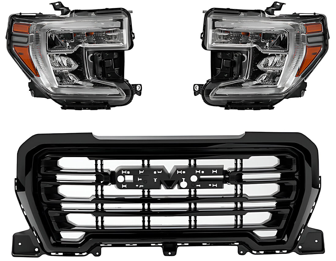 Kit De Faros Para Foco Halógeno Con Leds Y Parrilla Negra (3 Piezas)