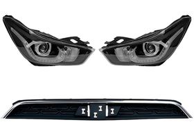 Kit De Faros Con Leds Y Parrilla Superior Gris Con Moldura Cromada (3 Piezas)