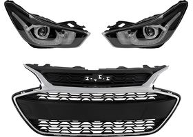 Kit De Faros Con Leds Y Parrilla Filo Cromado (3 Piezas)