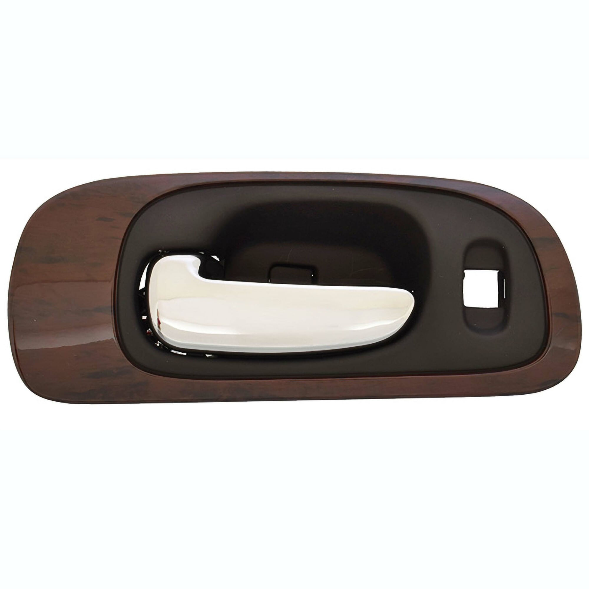Manija Puerta Interior Delantera Negro/Cromado Con Bisel Tipo Madera Con Hoyo Para Seguro Lado Conductor