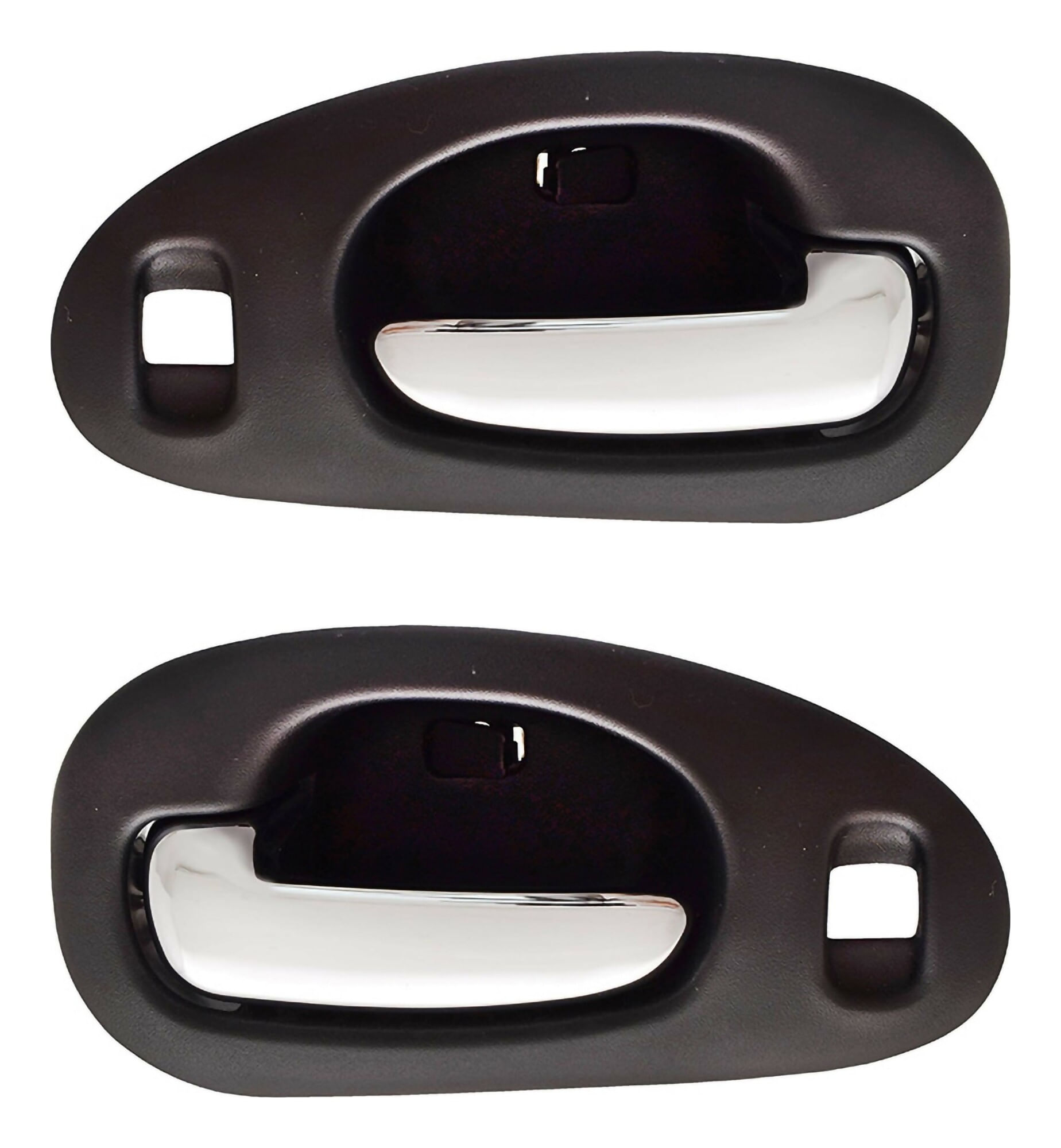 Par De Manijas De Puertas Interiores Delanteras Negro/Cromado Con Hoyo Para Seguro