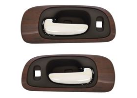 Par De Manijas De Puertas Interiores Delanteras Negro/Cromado Con Bisel Tipo Madera Con Hoyo Para Seguro