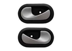 Par De Manijas De Puertas Interiores Delanteras O Traseras Negro/Plata